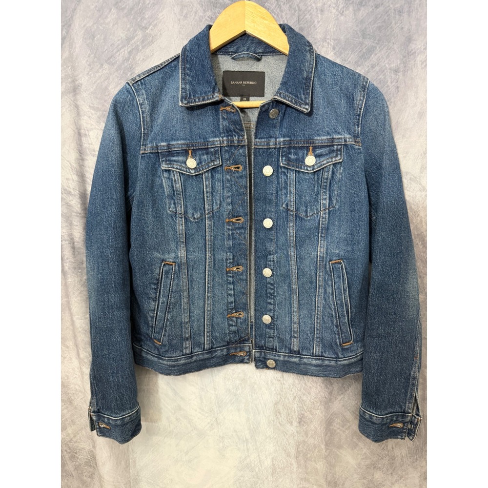Banana Republic Womens Medium Wash Denim Trucker Jacket Blue XS